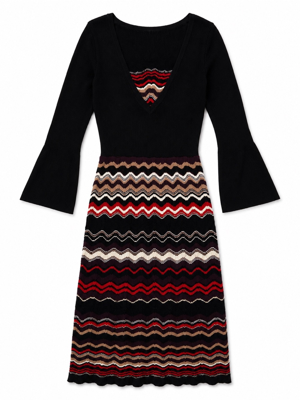 Nine West Black Knit Dress with Multicolor Chevron Skirt
